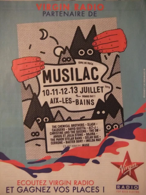 Publicité 2015 Virgin Radio Cure De Rock Musilac Aix Les Bains - Advertising