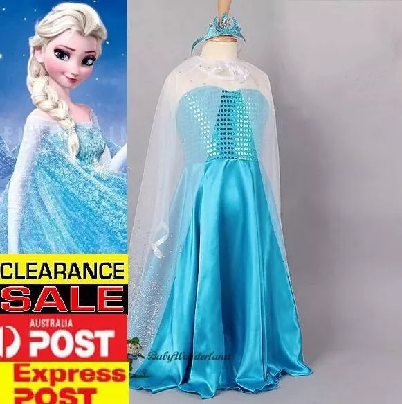 Girls Frozen Queen Elsa Christmas Costume Party Birthday Dress Size 3-12Years
