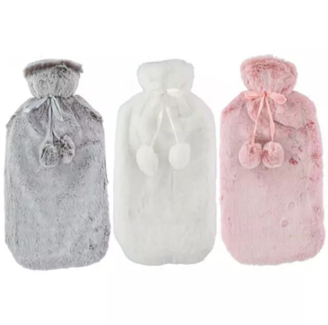 2L Hot Water Bottle with Cover Winter Warm Soft Fleece Sofe Pluche Cover Large