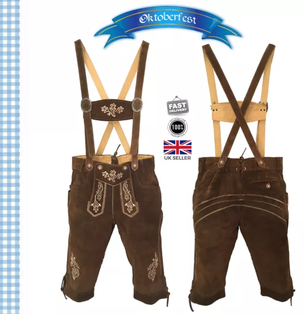 Mens Leather Bavarian Shorts Lederhosen UK SIZE 32" / EUR 48 [RS52-0013]