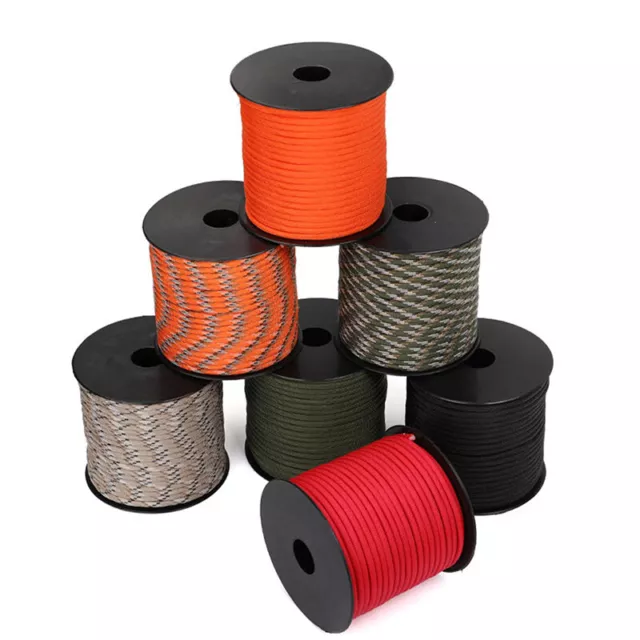 50M 7-Core Paracord Rope Outdoor Polyester Parachute Cord Camping Survival W CR