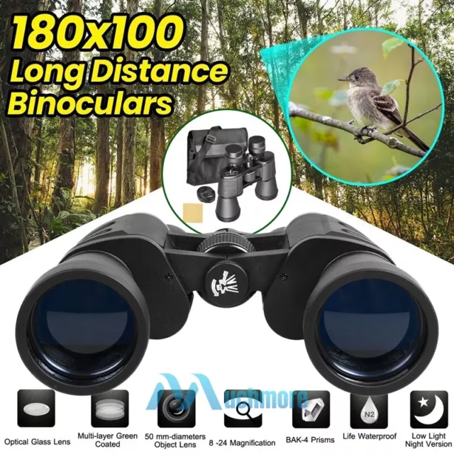 Military 180x100m Zoom Day Night Vision Binoculars HD Telescope Hunting Camping