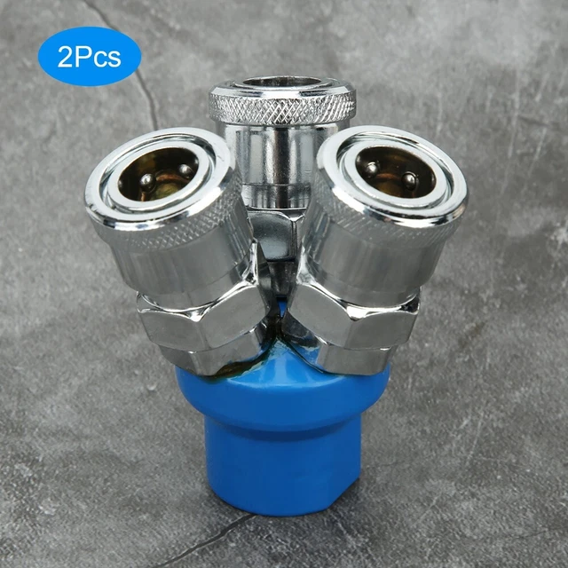 2Pcs 3 Way Quick Coupler Round Male Thread SMY Air Hose Connector Fittings✈