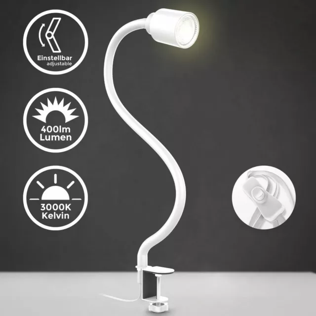 Lampe de lecture LED pivotante inclinable flexible GU10 5W bureau chevet blanche