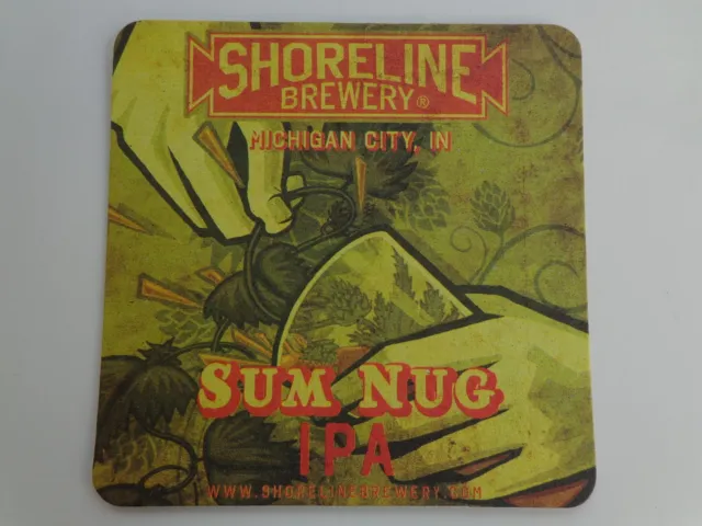 Beer Breweriana Coaster ~ SHORELINE Brewery Sum Nug IPA ~ Michigan City, INDIANA