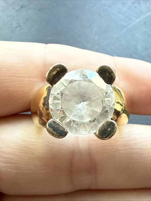 Ancienne tank argent bague ceinture argent zirconium ring silver T52