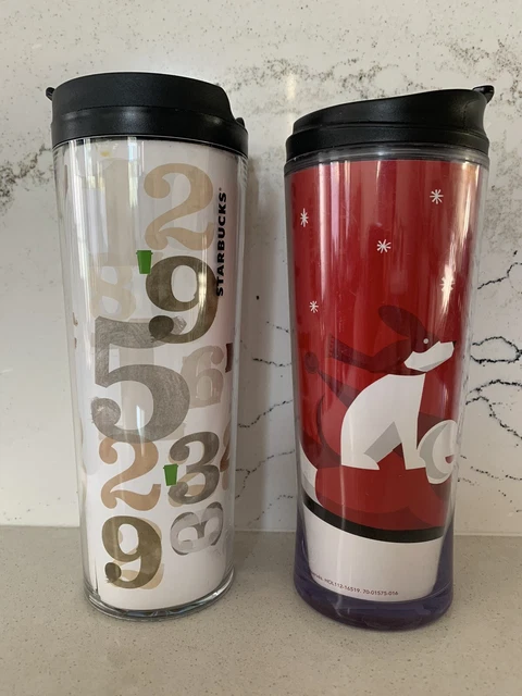 Starbucks hot and cold 2011 Holiday Sledding Dog 16 oz Travel Tumbler Coffee Mug
