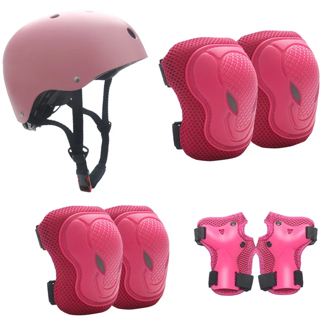 Kids Teenagers Skateboard Protective Kit Knees Pads 7-piece Bike Guards Set