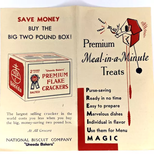 1932 Uneeda Nabisco Crackers Minute Meal Pamphlet National Biscuit Bakers C43