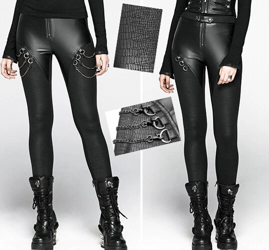 Pantalon transformable cuir serpent gothique punk lolita chaînes métal PunkRave