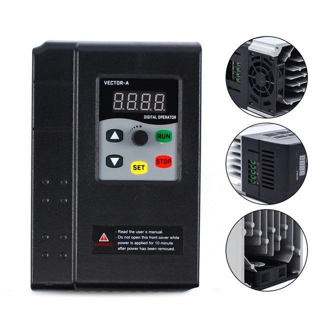 BLACK 380V 1.5KW 3 Phase VFD Variable Frequency Drive Inverter Speed ...