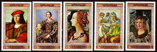 Yemen 1967 ** Mi.592/96 Gemälde paintings Michelangelo Raffael Botticelli