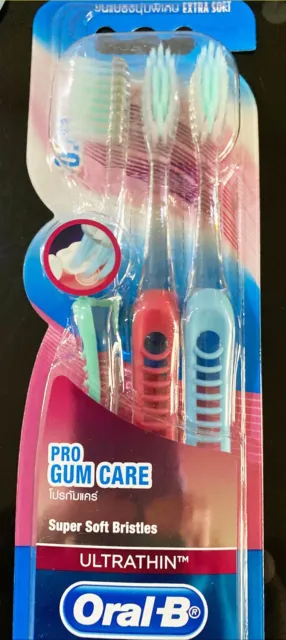 3 Oral-B Pro-dense Gum Care Extra Soft Gentle 2x Bristles Toothbrush Deep Clean