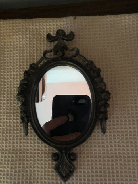 2 Vtg  Small Ornate Brass Metal Frame Mirror Made in Italy 6.25" x 4" Art Deco