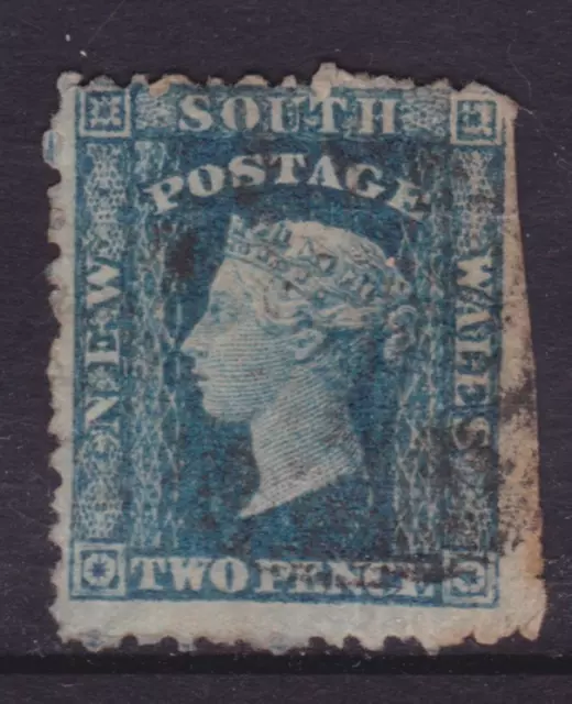 NSW SCARCE 1860 2d Prussian Blue QV WMK 2 SG 136 GOOD USED (NE82)