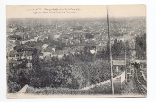 NANCY CPA 54 la cure d'air Saint Antoine vue du funiculaire electrique lég.Noire