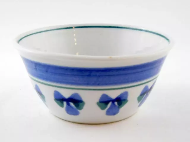 GP Studio Art Cerámica Firmado Cuenco Con Azul Y Verde Moño Flor Patrón 1990 Un+