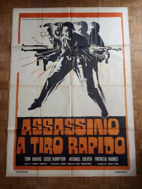 Assassino a tiro rapido -Tom Adams Manifesto originale 2 fogli (1973) Cm 140x200