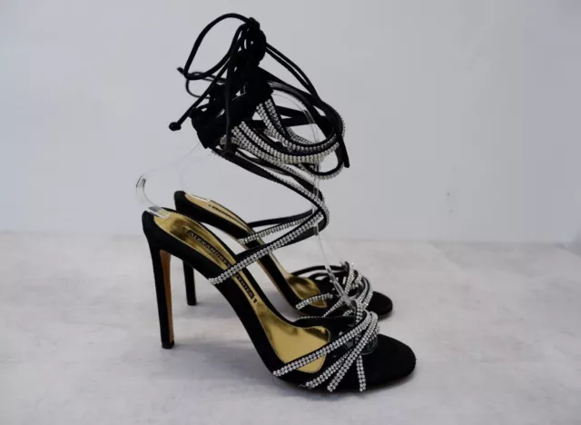 Alexandre Vauthier Womens High Heels Sandal Size Uk 4 Eu 37 Black Suede Diamante