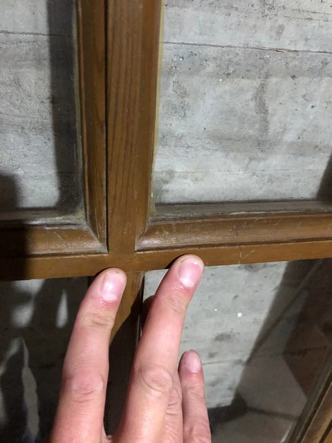 Antique Farmhouse Exterior Wood Entry Stained Door /w Cross Buck & 9 Glass 32x80 5