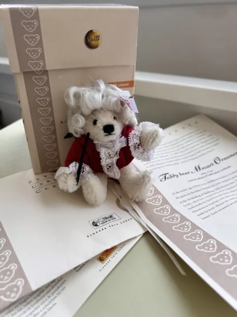 Steiff Miniature Bear Ornament 1052/2006 Mozart Ltd Ed Certificate Box 656392