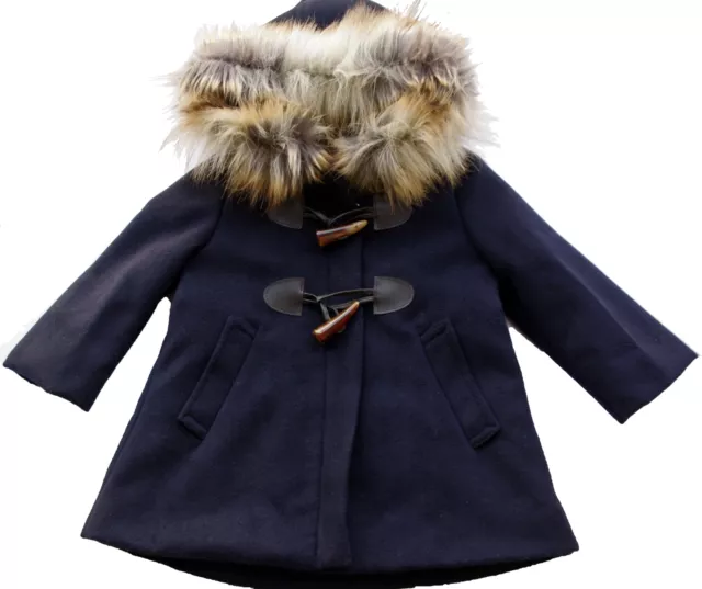 Cappotto Giacca Bambina Bimba Cappuccio Con Eco Pelliccia Taglie 1/5 Anni