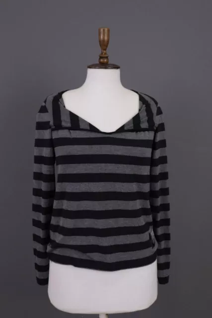 COP COPINE Gray Striped Long Sleeve Top Shirt Sweater