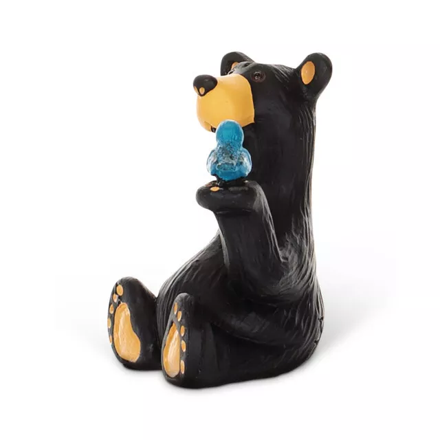 Black Bear mini figurine w/bluebird by Jeff Fleming Bearfoots rustic cabin decor 2