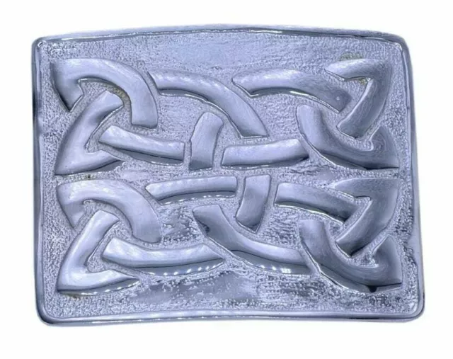 HS Men’s Scottish Kilt Belt Buckle Swirl Celtic Knot Work Design Chrome Finish