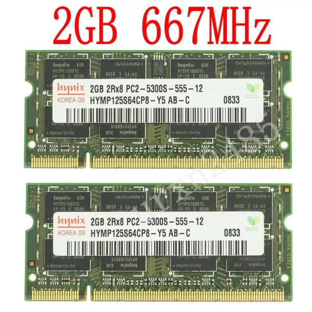 Pour Hynix 4Go 4GB (2x 2GB) / 1Go DDR2 667MHz PC2-5300S SODIMM Laptop mémoire FR