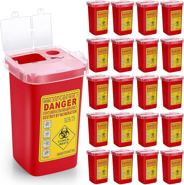 20 Pcs 1 Quart Flip Top Sharps Container Sharps Disposal Container Small Trash B