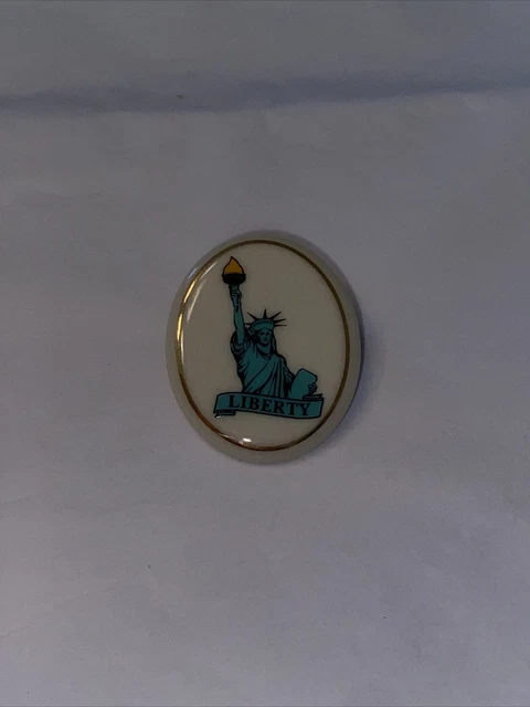 Lenox Porcelain Liberty Pin With Gold Tone Rim, Metal Clap