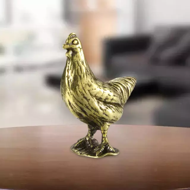 Brass Chicken Figurine Housewarming Gift Hen Statue for Cafe Desk Bedroom