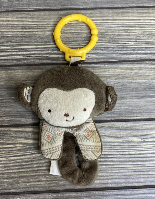 Fisher Price Monkey 2013 Rattle 7” Plush Crib Car Seat Toy Stuffed Animal Brown
