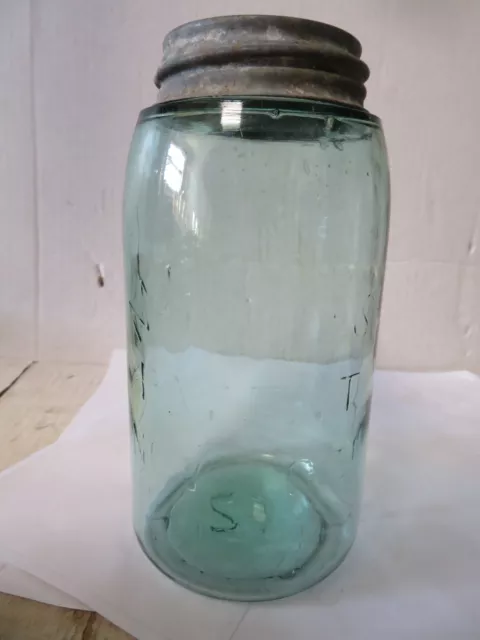 Mason's Patent Nov 30TH 1858 Quart Canning Fruit Jar W/Lid Ghost Lettering