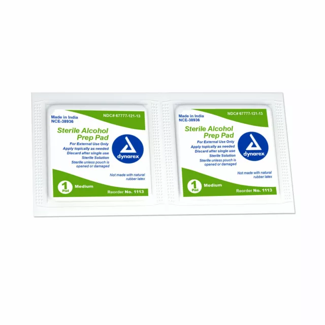 Medical Grade Dynarex Sterile Alcohol Prep Pads Medium 200 per box #1113,20%OFF