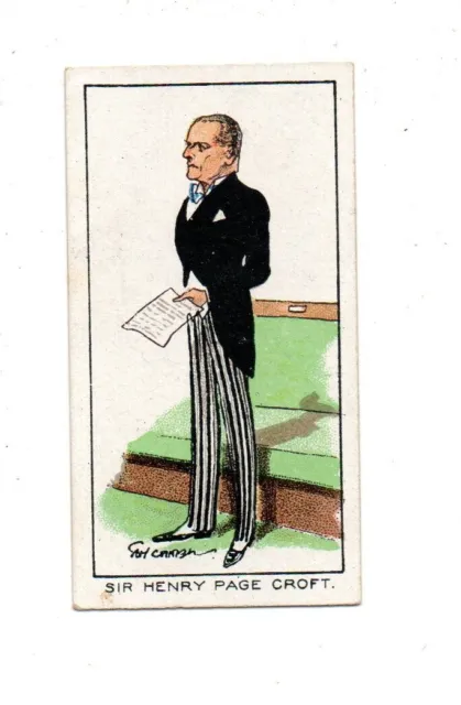 CARRERAS CIGARETTE CARD NOTABLE M.P.s 1929 No. 26 SIR HENRY PAGE CROFT