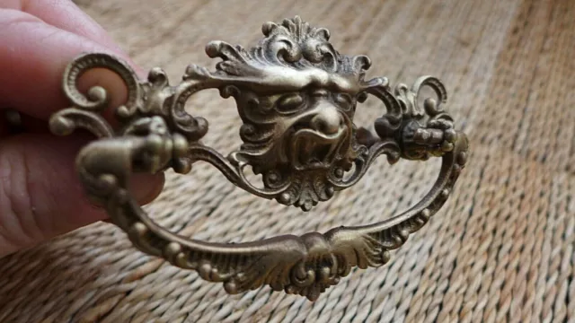 Vintage Solid Brass Face Pull Handle Knob Project Door Drawer Unique BB-2