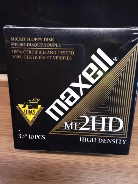 10x10 Pack  3 1/2" Maxell MF 2HD IBM Formatted (100 Diskettes)- NEW SEALED