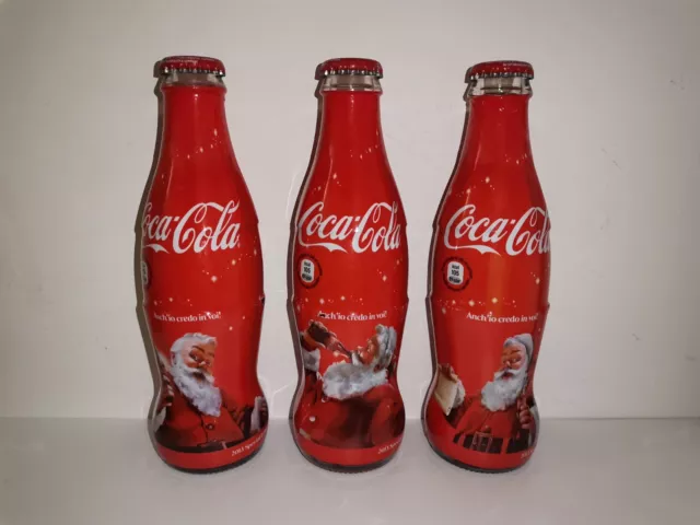 Coca cola natale 2013 set 3 bottiglie in vetro 250ml nuove