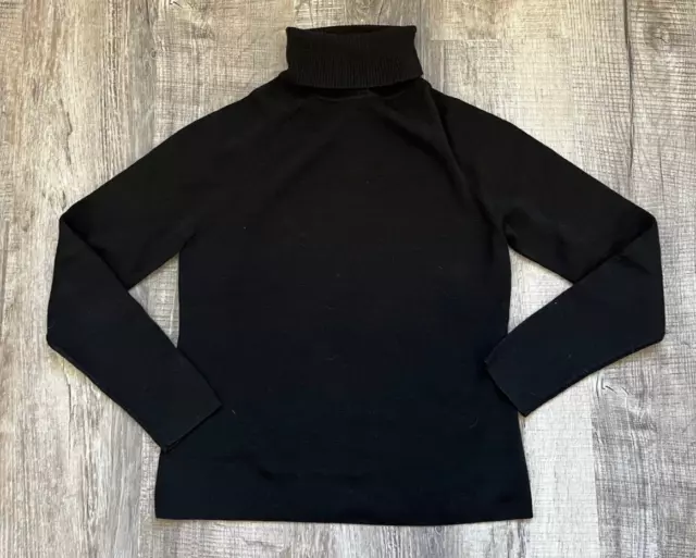 Ann Taylor Loft Merino Wool Size M Black Turtle Neck Sweater