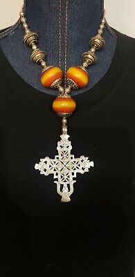 Jewelry Ethiopian African Handmade Nickel Silver Coptic Cross Necklace Ethnix