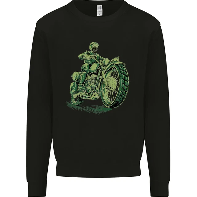 Felpa Maglione Biker Green Cafe Racer Motociclo Uomo