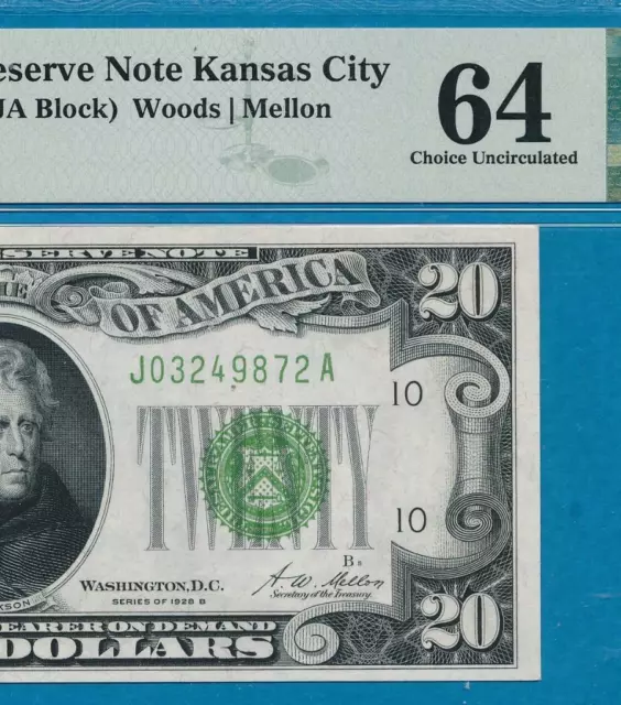 $20.1928-B Kansas City District Redeemable In Gold Clause Pmg Choice New 64