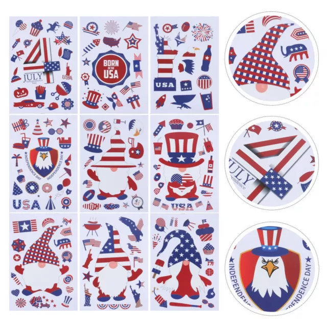 Kids Independence Day Wall Stickers Set - 9pcs, Assorted Colors-EM