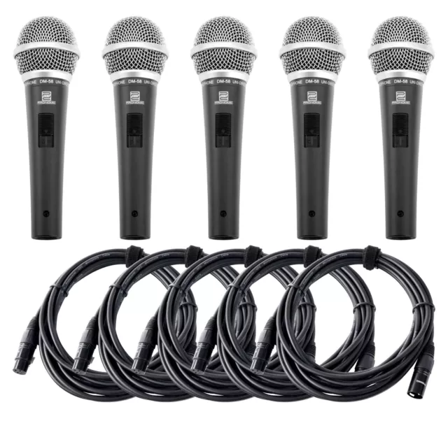 5x Set de Microphone DJ PA Professionnel Live Chant Voix Cable Connecteur XLR