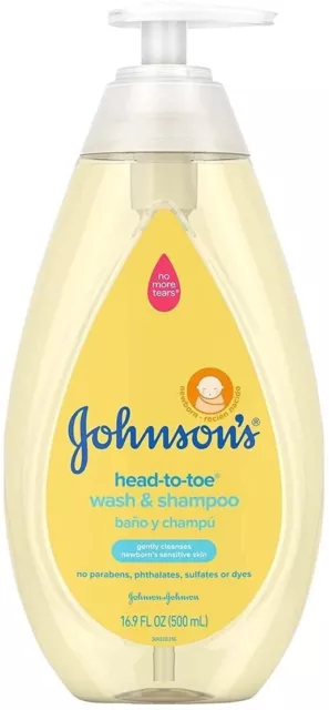 Johnsons Baby Head-To-Toe Wash & Shampoo 16.9 Ounce Pump (500ml) (2 Pack)
