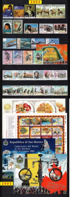 SAN MARINO 2003 annata 36 fbolli + 4 foglietti valori nuovi **/MNH