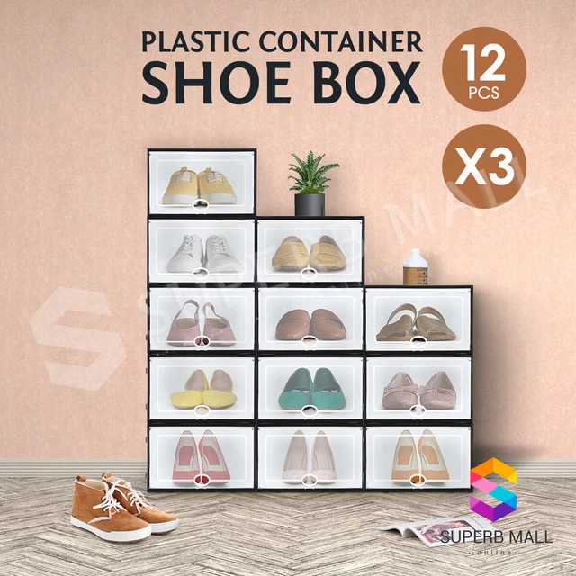 36PCS Plastic DIY Shoe Display Box Cases Stackable Storage Drawer Organiser
