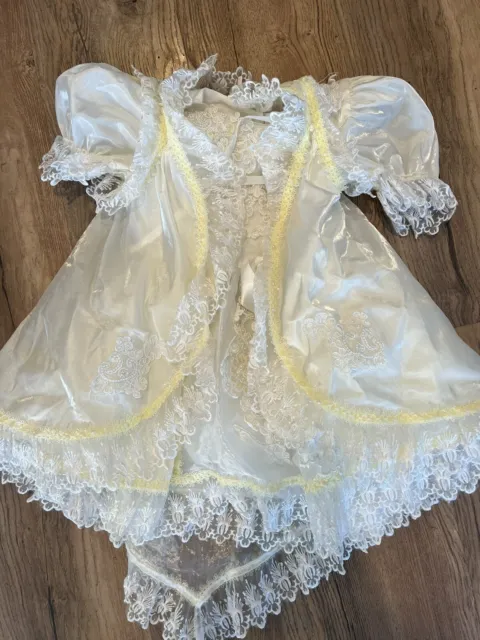 adorable creamy white vtg girls dress and long vest lace outfit 2t Full Skirt